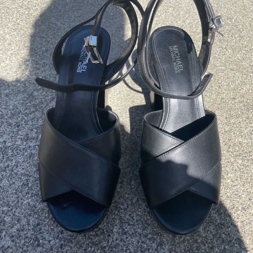 Michael Kors Black Heels with Chunky Block Heel
